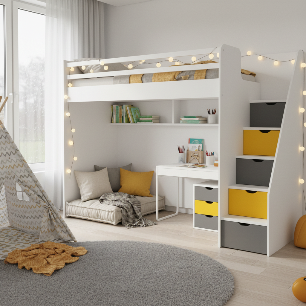 Hochbett Neo mit Treppe Gelb #2