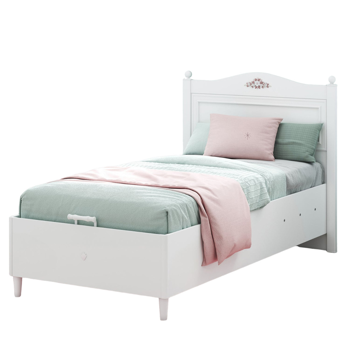 Bett Rustik mit Stauraum, 100 x 200 cm