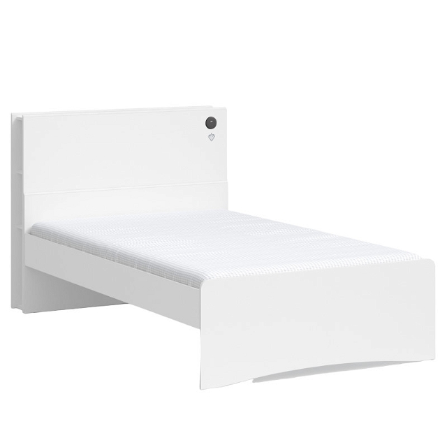 Bett White mit Kopfteil mit Fächer, Standard, 120 x 200 cm