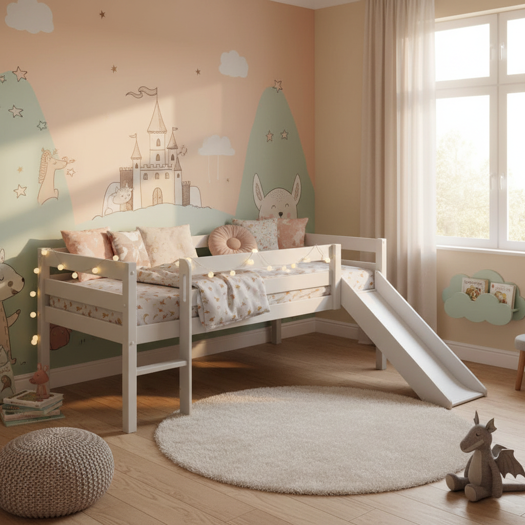 Bett Pino mit Rutsche Weiss, Standard 5