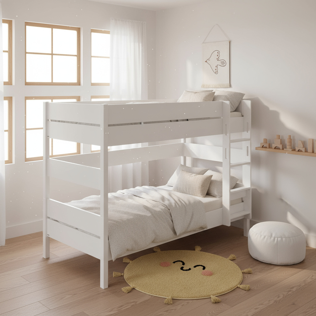 Etagenbett Tiago Weiss, mit gerader Leiter, 120 x 200 cm 4