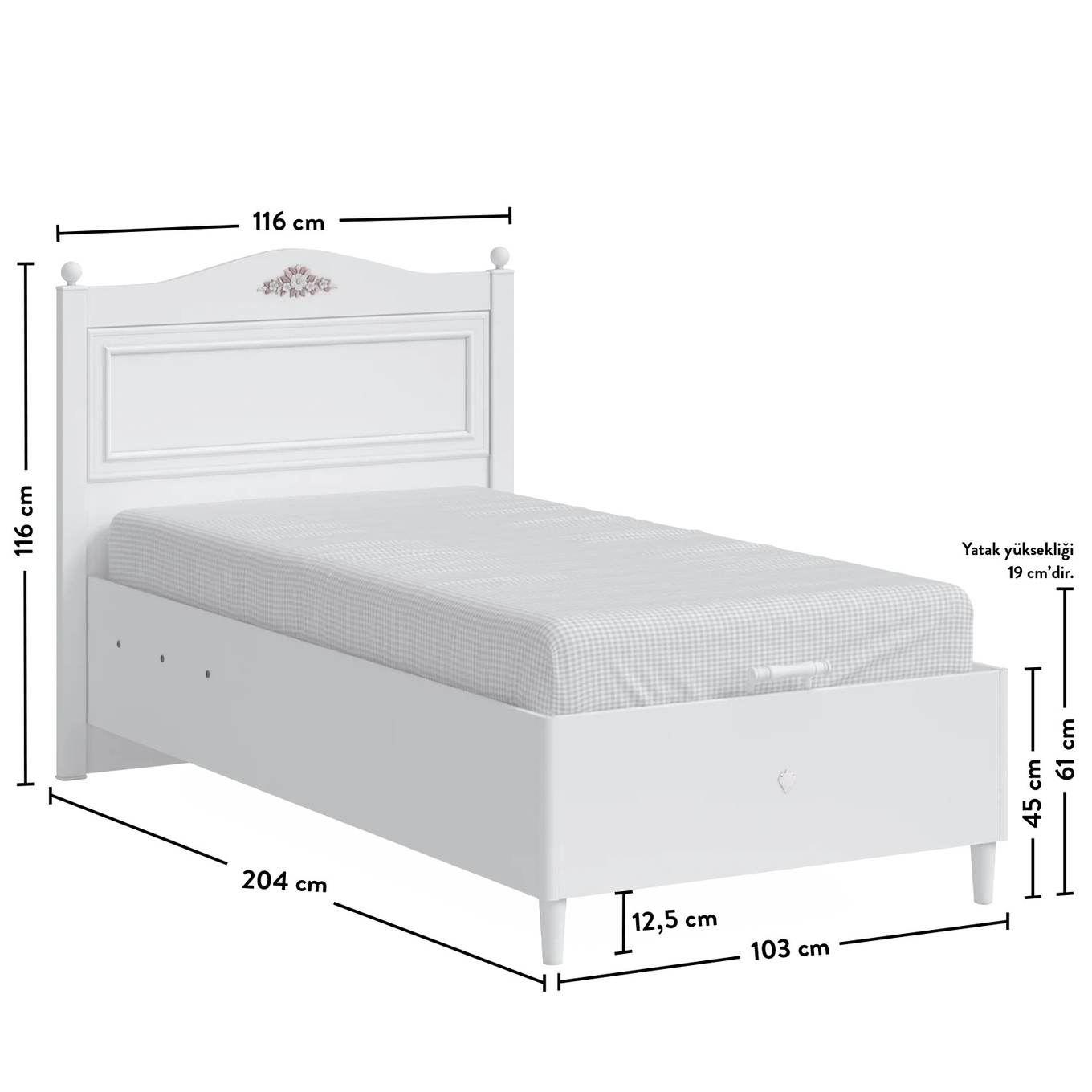 Bett Rustik mit Stauraum, 100 x 200 cm 7