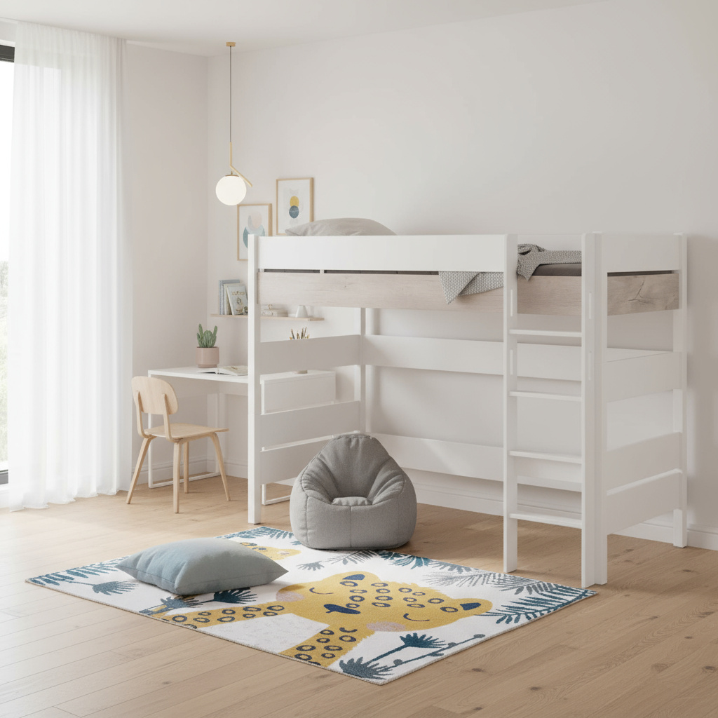 Mittelhohes Bett Kira Nautik mit gerader Leiter, 90 x 200 cm 2