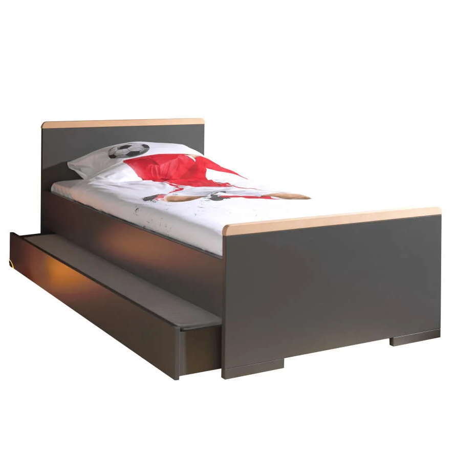 Bett London Anthrazit, mit Ausziehkasten 1
