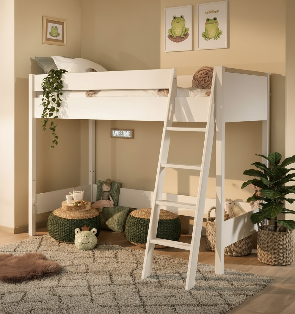 Halbhohes Bett London Weiss 2