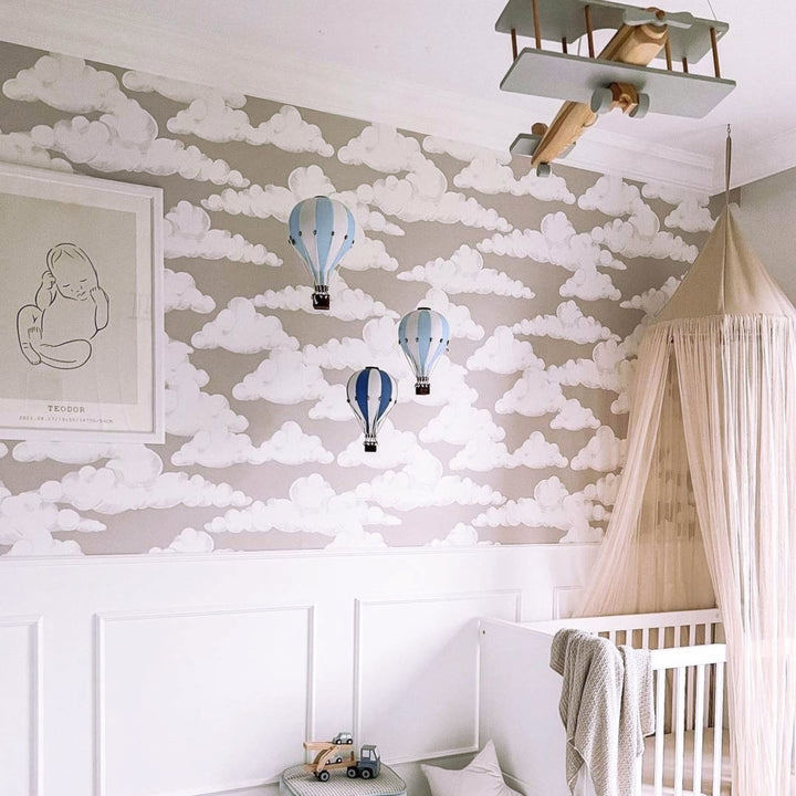 Deko Heissluftballon Weiss Hellblau M 3