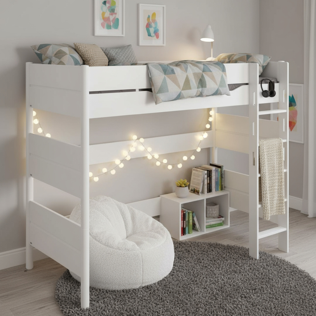 Hochbett Ylvie mit gerader Leiter, 90 x 200 cm #2