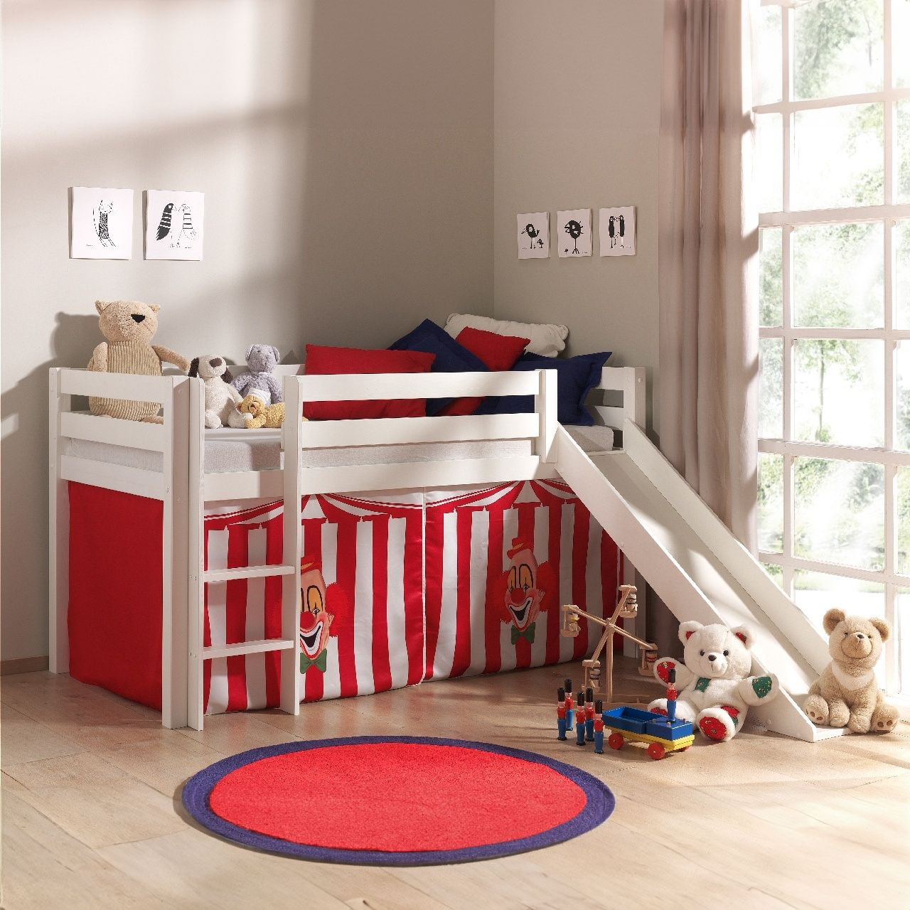 Halbhohes Bett Zirkus mit Rutsche Weiss #2
