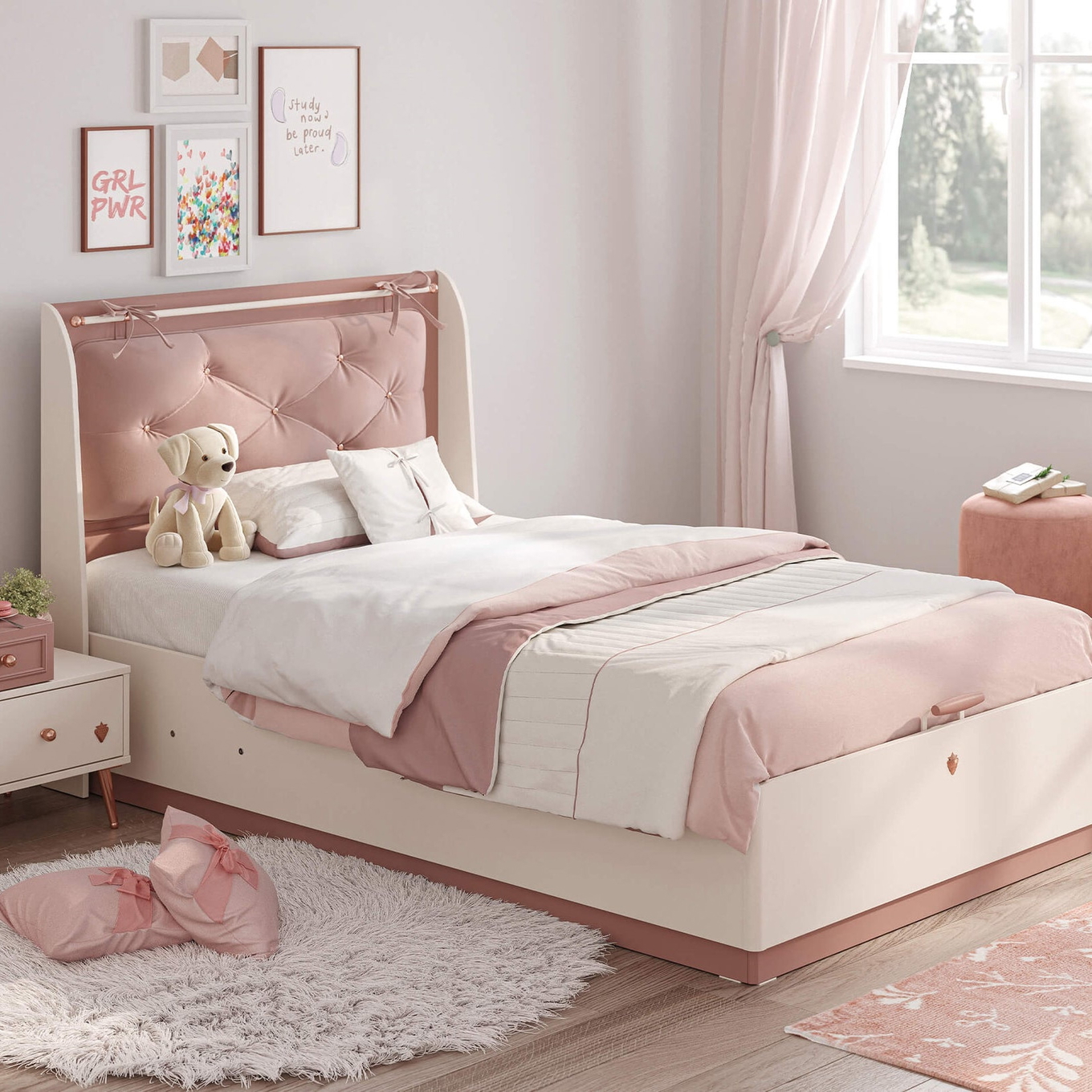 Bett Elegance  mit Stauraum, mit Kopfteil, 100 x 200 cm 2