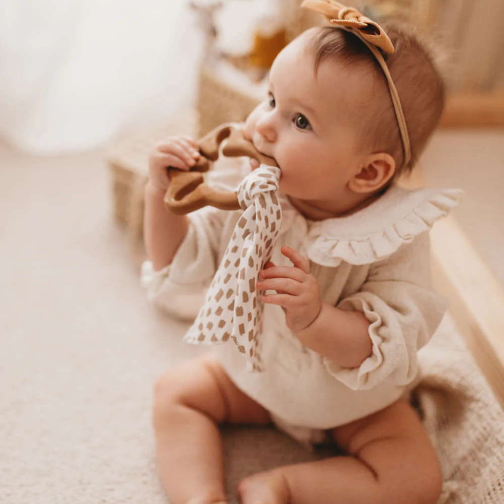 Kautschuk-Beissring Giraffe mit Schmusetuch 3