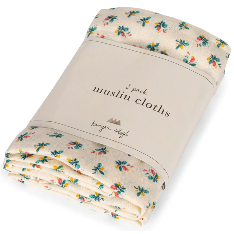 Musselin-Tücher Blumen GOTS 3er Set  #2