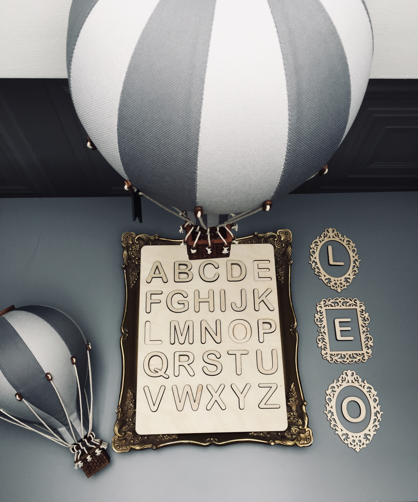 Deko Heissluftballon Weiss Dunkelgrau M 6