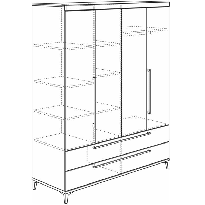 Kleiderschrank Remo Front Eiche, 4-türig mit Schubladen 5
