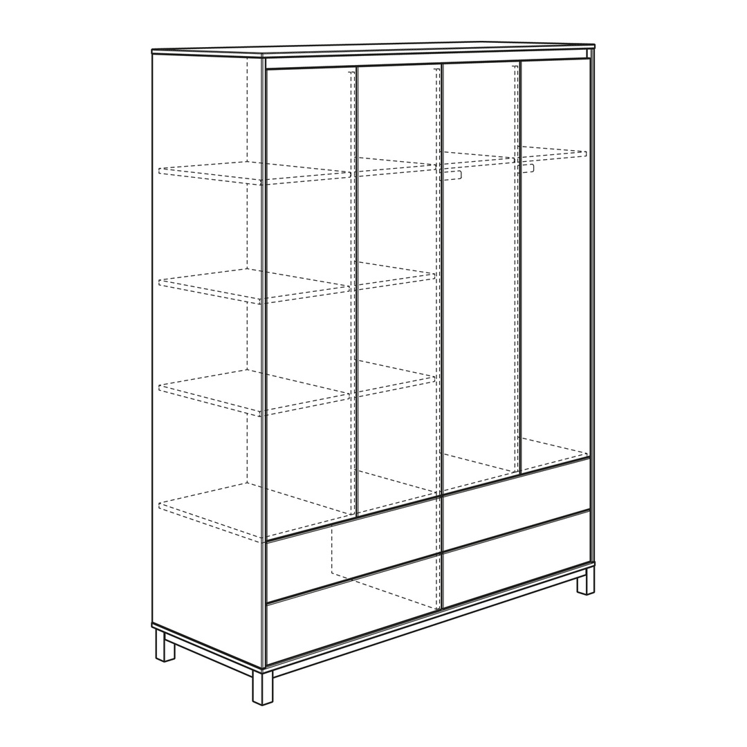 Kleiderschrank Olli mit Schubladen 4-türig Grau 5