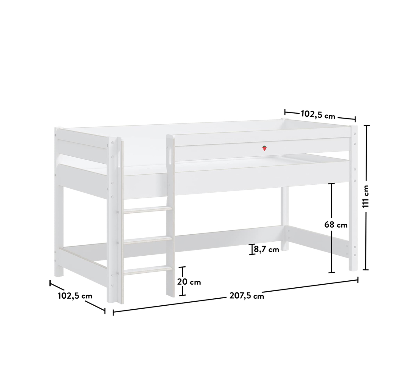 Halbhohes Bett Montes Weiss 6