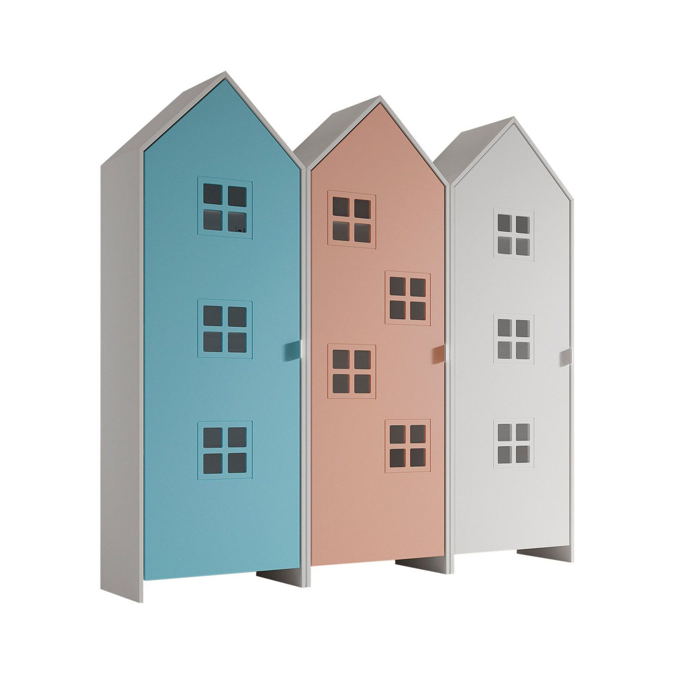 Schrank Casami Bruges 3-teilig Set Weiss, Altrosa, Türkis 1