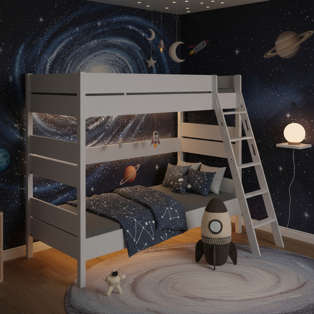 Hohes Etagenbett Tiago Grau, mit Schrägleiter, 120 x 200 cm 4