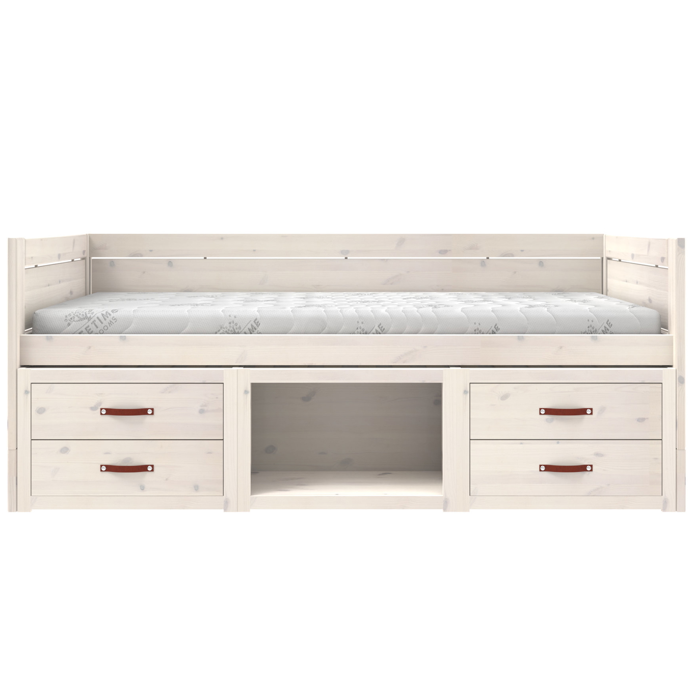 Kojenbett mit Regal und Schubladen Weiss lasiert, Deluxe Lattenrost 2