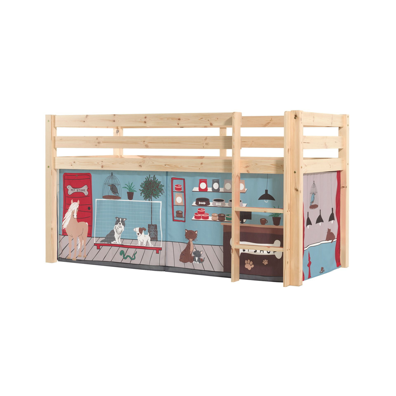 Halbhohes Bett Pets Holz 1