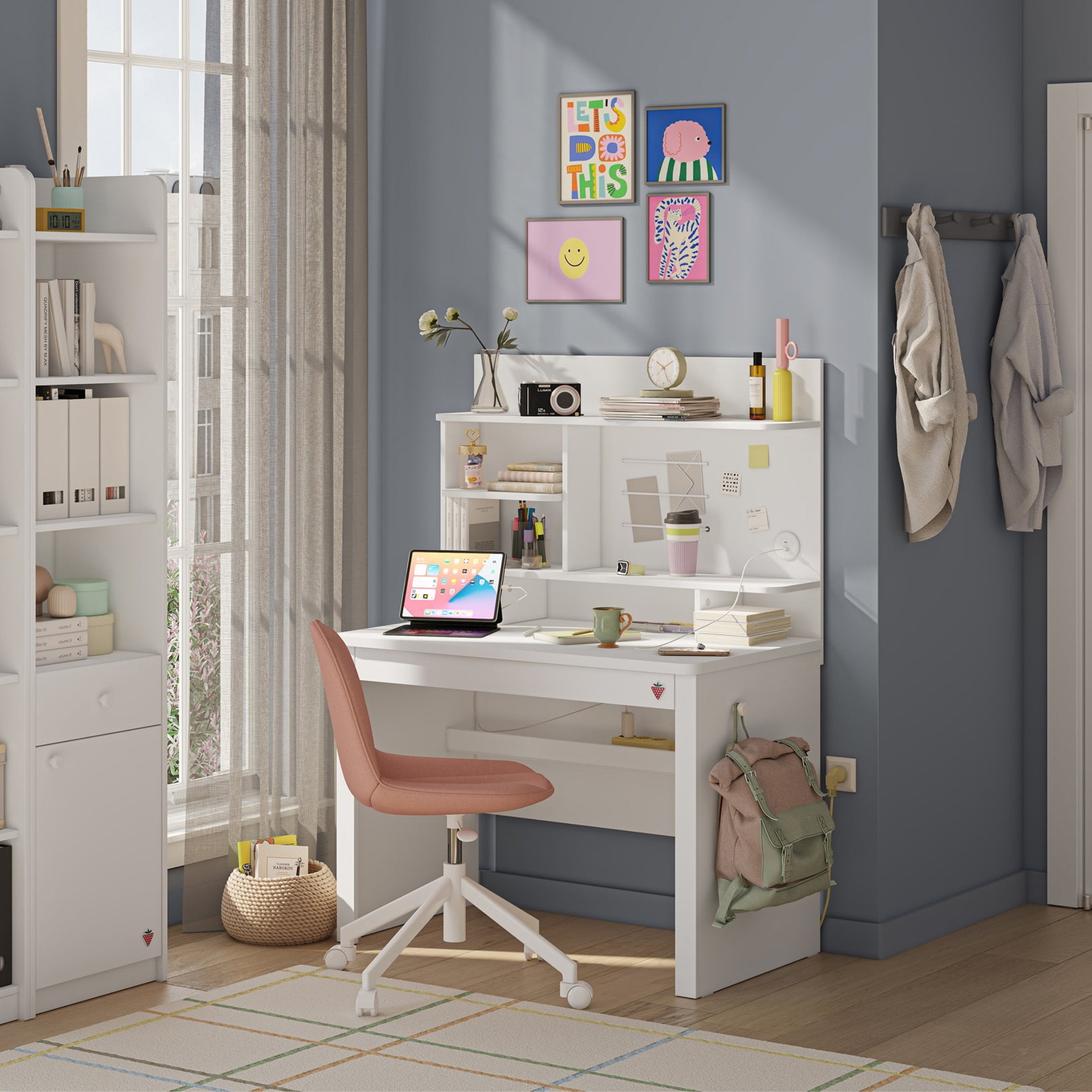 Schreibtisch Varia White Niedrig mit Aufsatz #2