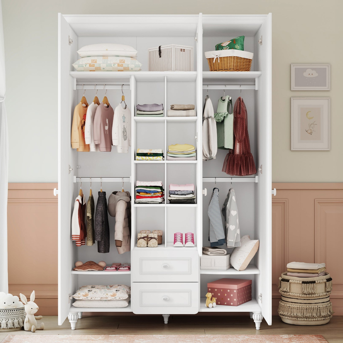 Kleiderschrank Romantic mit Schubladen, 3-türig 3