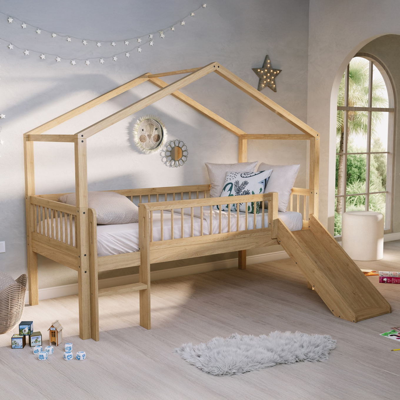 Hausbett Forrest mit Rutsche Holz 2