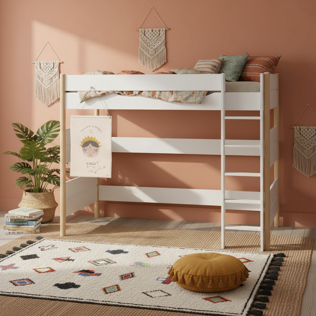 Hochbett Ylvie Birke, mit gerader Leiter, 90 x 200 cm 5