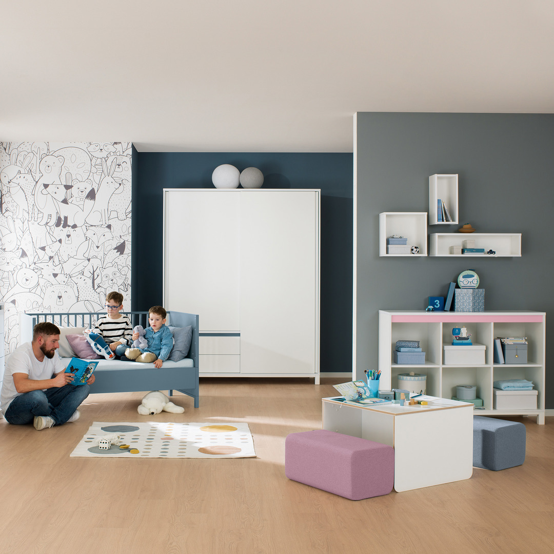 Kleiderschrank Olli mit Schiebetüren 2T2S Blau 6