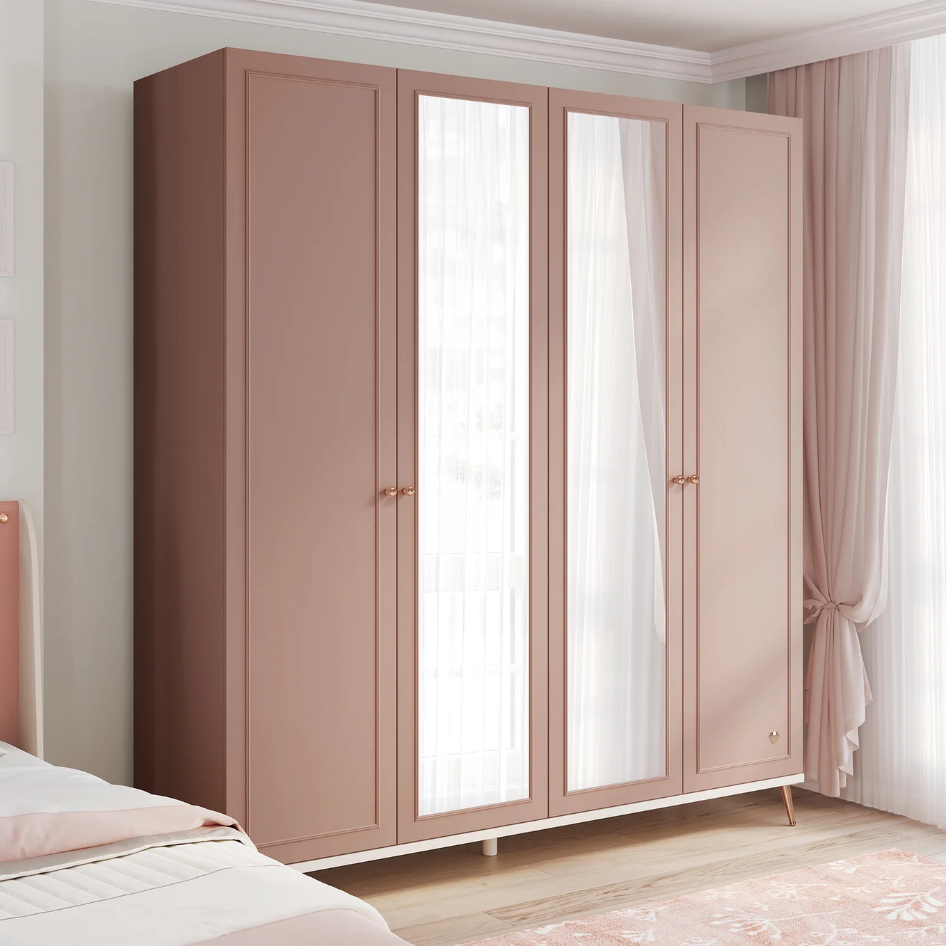Kleiderschrank Elegance 4-türig mit Spiegel 5