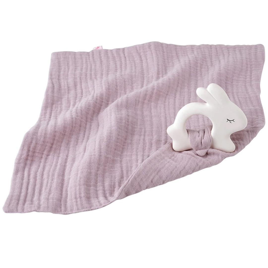 Beissring Hase mit Schmusetuch Rosa 1