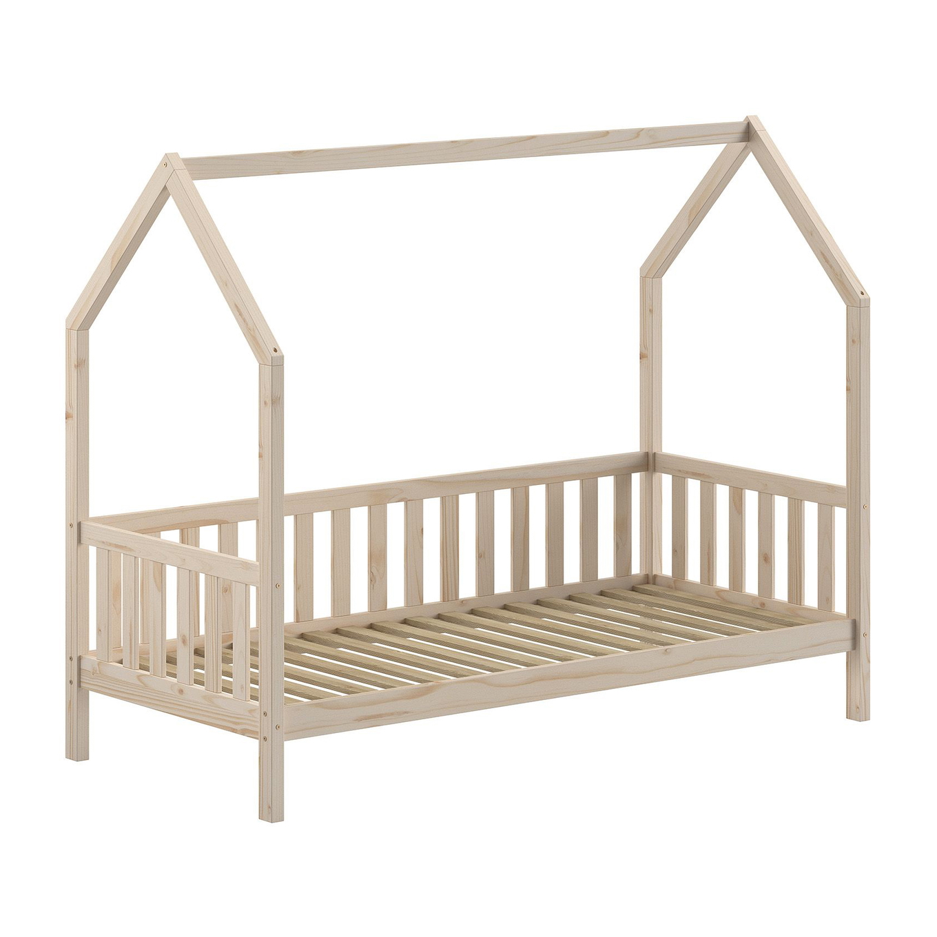 Hausbett Cabane mit Umrandung inkl. Ausziehkasten Natur 5