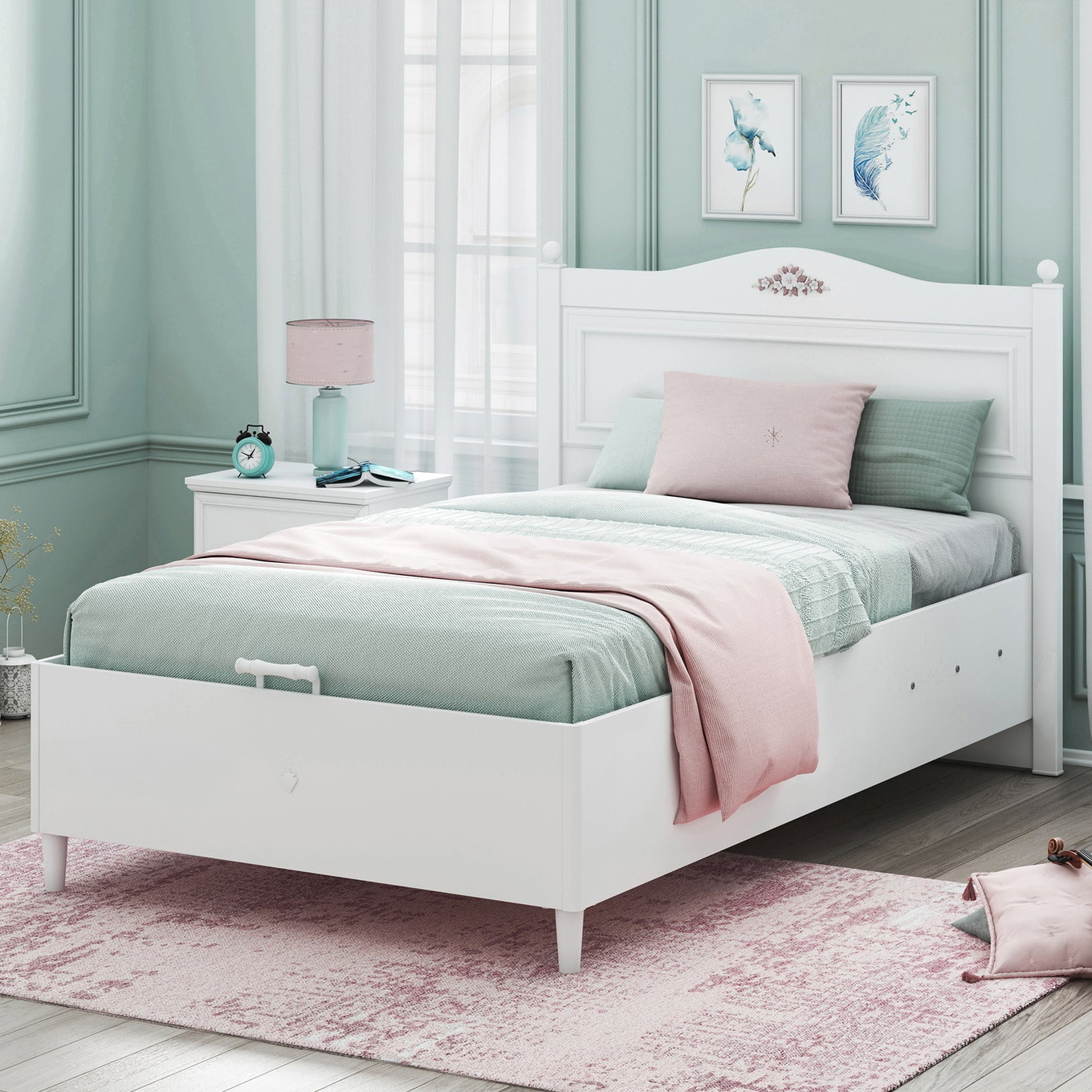 Bett Rustik mit Stauraum, 120 x 200 cm #2