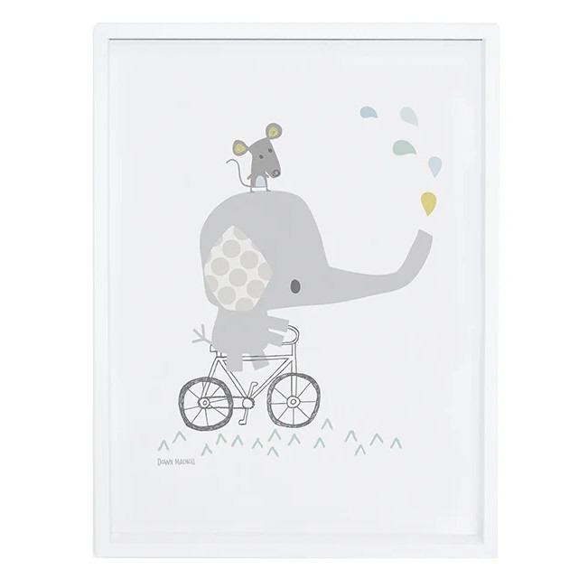 Poster Elefant & Maus mit Rahmen