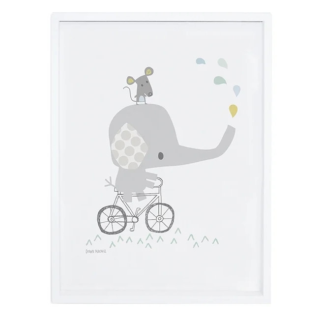 Poster Elefant & Maus mit Rahmen 1