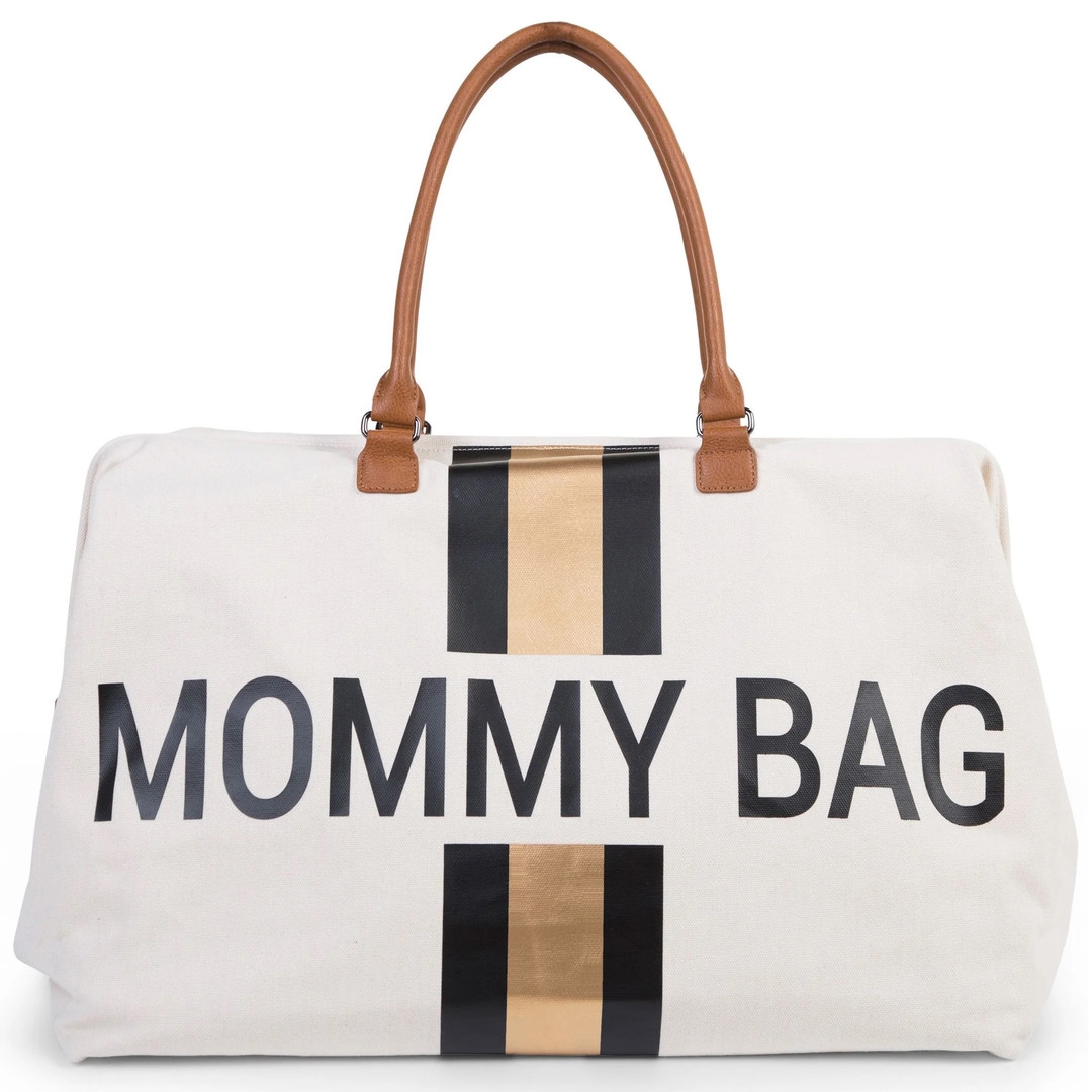 Mommy Bag Creme Streifen Schwarz Gold 1
