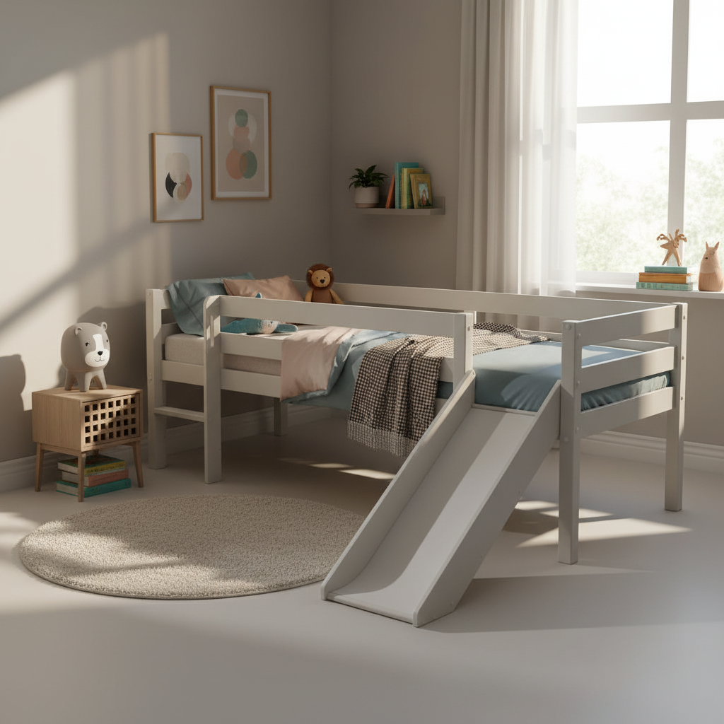 Bett Pino mit Rutsche Weiss, Standard 4