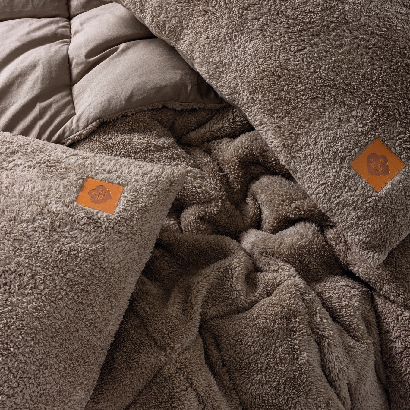 Duvet und Kissen Set Teddy 155x215 - 50x70cm Beige #2