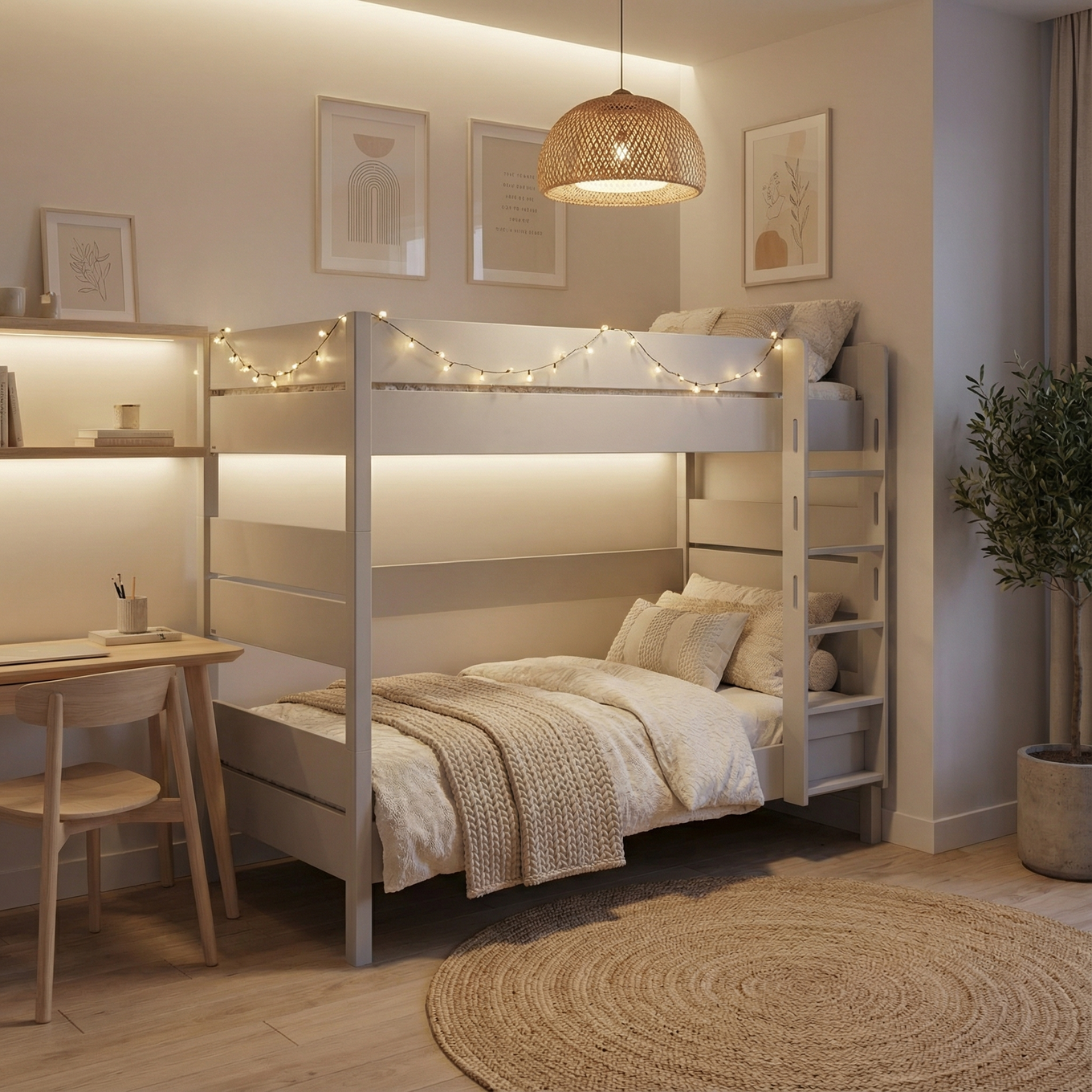 Hohes Etagenbett Tiago Grau, mit gerader Leiter, 90 x 200 cm 3