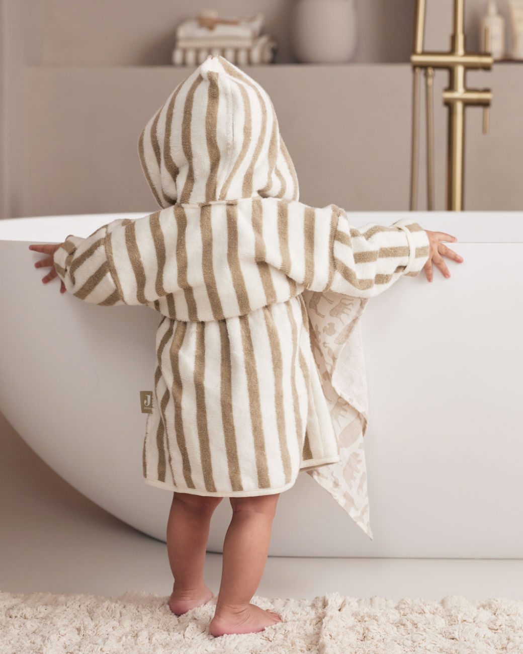 Bademantel Stripe Frottee Olive, 3-4 Jahre 8