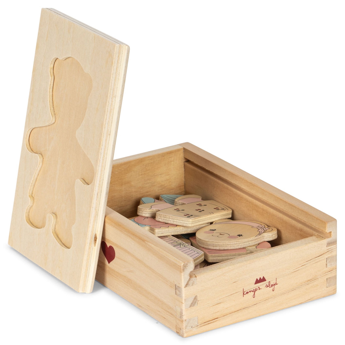 Holz-Teddy-Anziehpuzzle FSC Dusty Pink