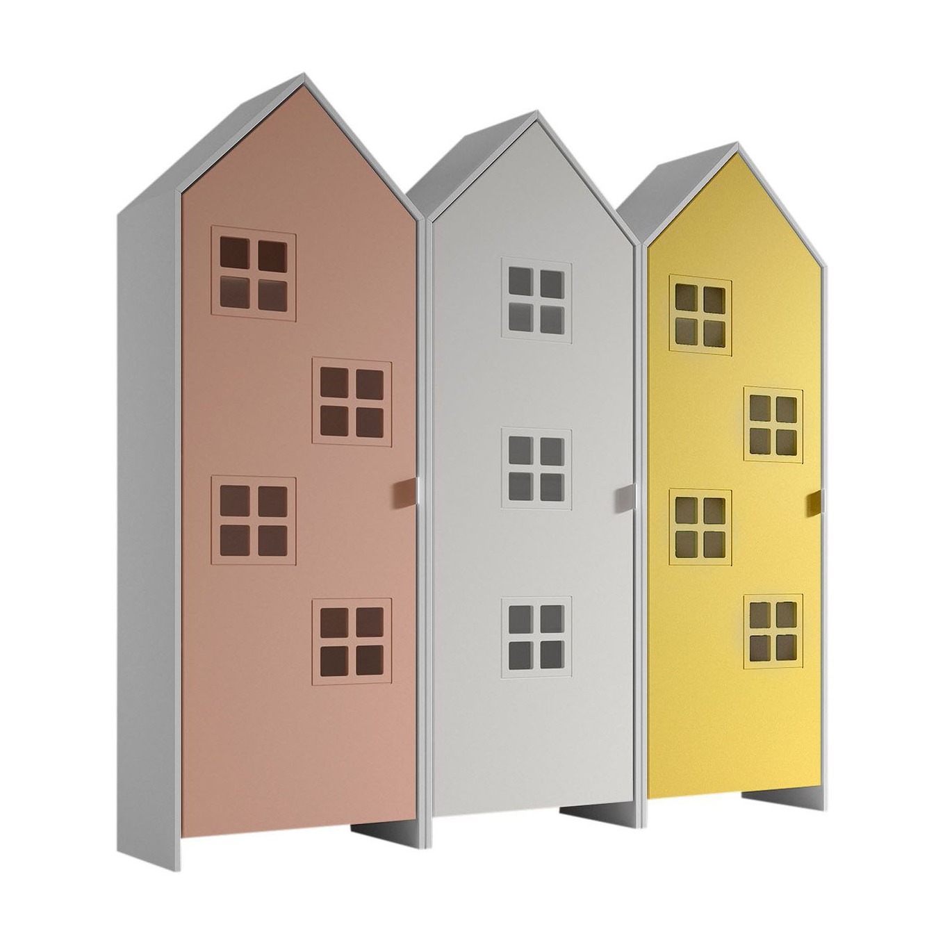 Schrank Casami Bruges 3-teilig Set Weiss, Altrosa, Gelb 1