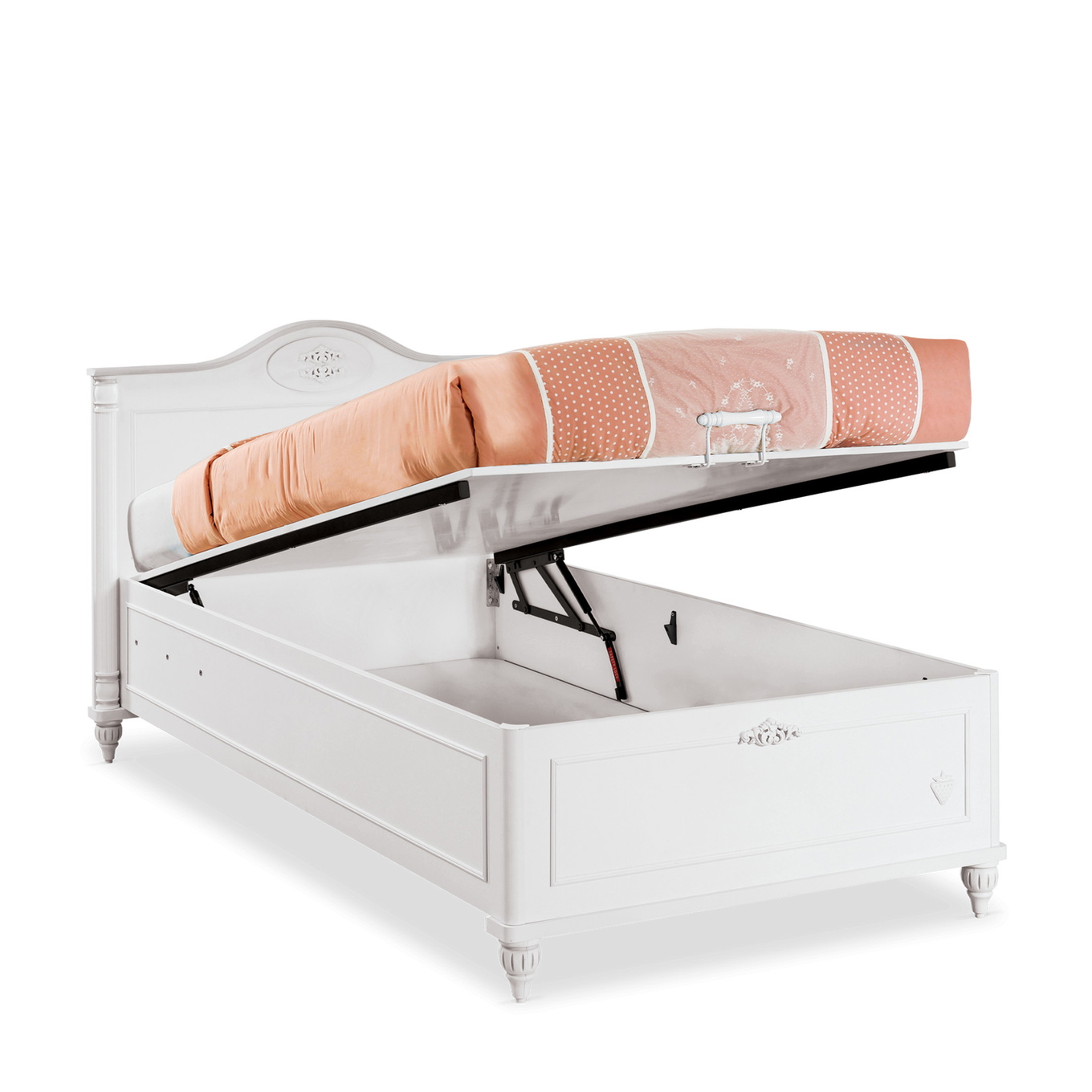 Bett Romantic mit Stauraum, 100 x 200 cm 5