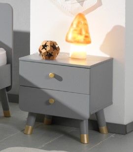 Bett und Nachttisch Billy Set Grau 5