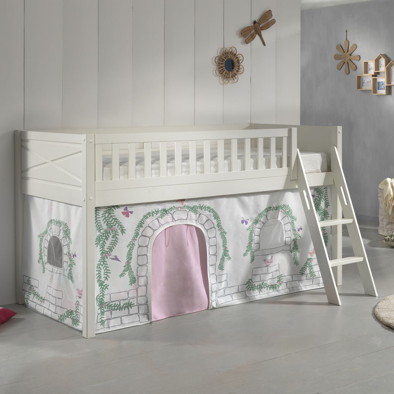 Halbhohes Bett Scott Birdy mit Spielvorhang #2