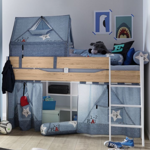 Halbhohes Bett Fionn mit gerader Leiter, 90 x 200 cm 2