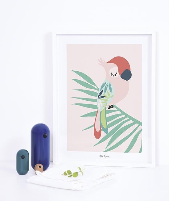 Poster Tropica Parrot Pink mit Rahmen 2