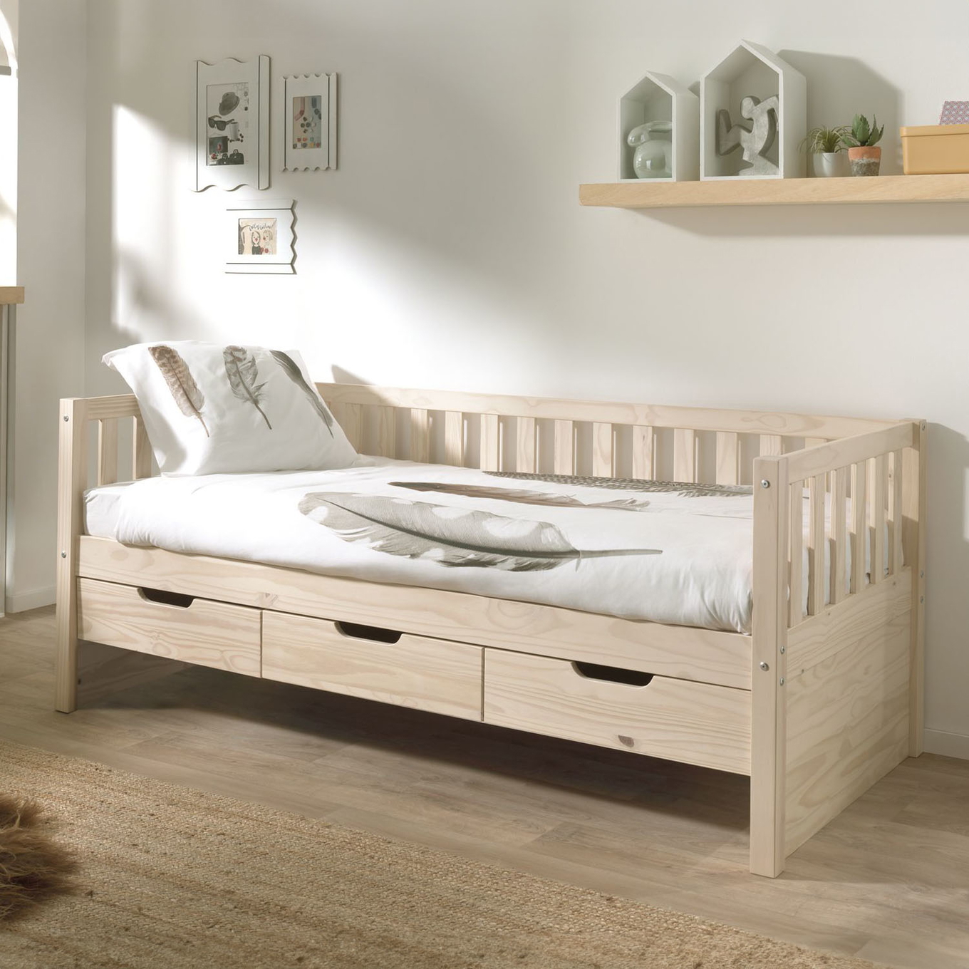 Kojenbett Fritz mit Schubladen Holz 2