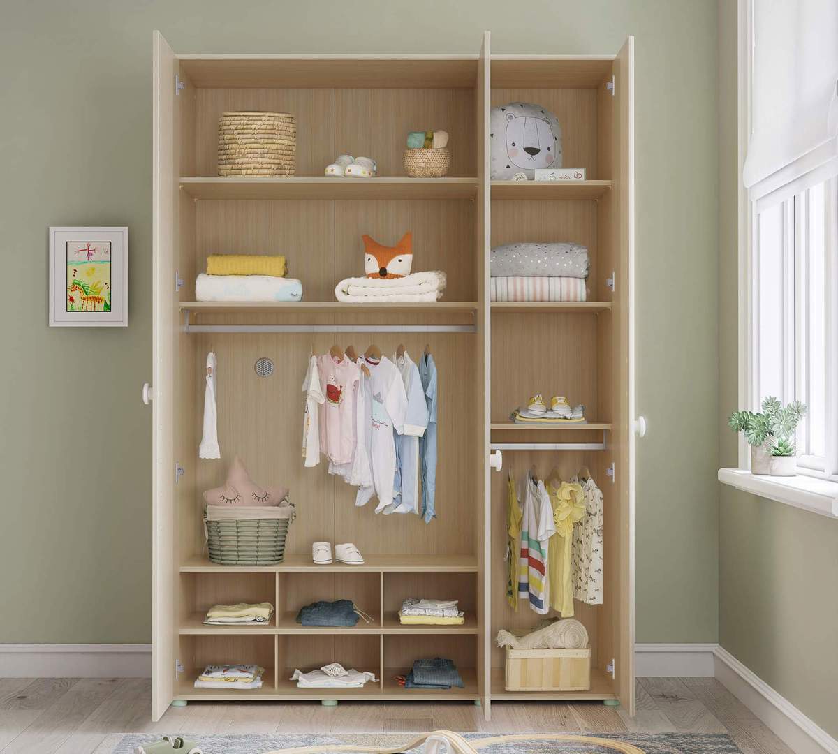 Kleiderschrank Montes Natur, 3-türig 3