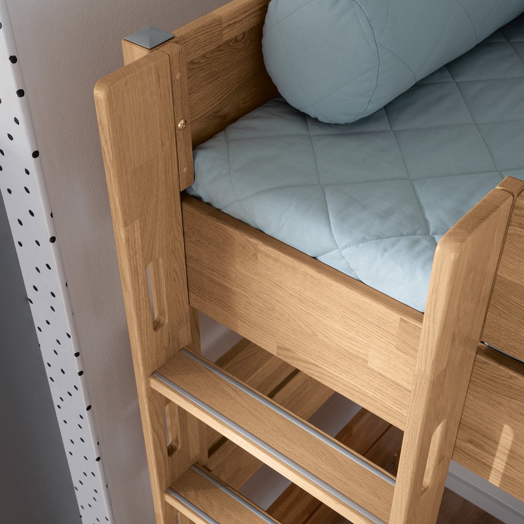 Halbhohes Bett Sten mit Rutsche Holz, mit gerader Leiter 2