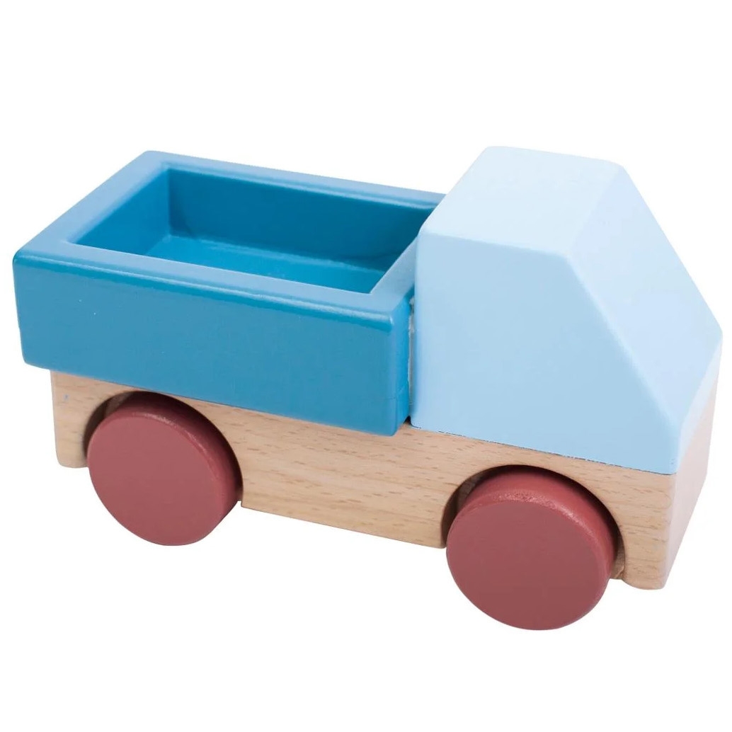 Spielzeug Wagen Holz Steinblau 1